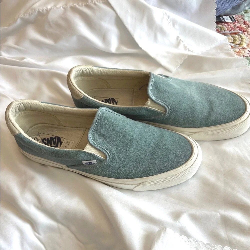 Vans Vault OG Classic Slip-On LX Slate Blue Suede Mens 12 Low Top Sneakers